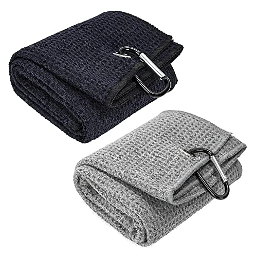 Golfhandtücher 2 Stücke Tri-Fold Mikrofaser Stoff Handtücher 60x40cm Waffel Muster Golf Towel Tuch mit Karabiner, High Saugliche Reinigungstuch für Fitness Sport Yoga Laufen Fahrrad Camping Gym Golfhandtücher 2 Stücke Tri-Fold Mikrofaser Stoff Handtücher 60x40cm Waffel Muster Golf Towel Tuch mit Karabiner, High Saugliche Reinigungstuch für Fitness Sport Yoga Laufen Fahrrad Camping Gym von Jesustree