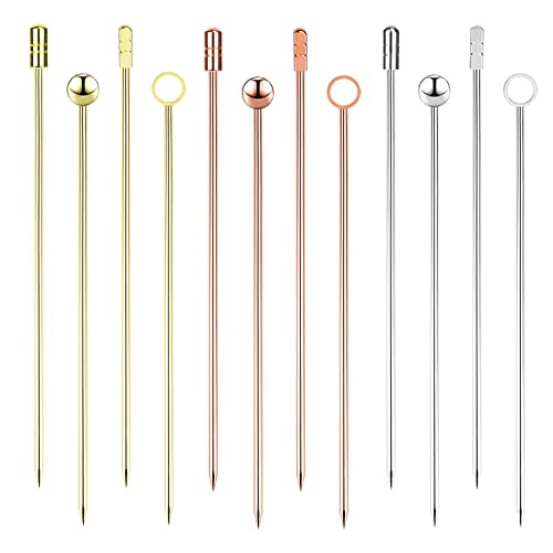 Jesustree Edelstahl Cocktail Picks, 12 Stück Cocktailspieße Stirrer Wiederverwendbare Martini Spieße Obst-Sticks Vorspeise Trinken Sticks für Bar Party, Grillen Snacks, Früchte (11cm) von Jesustree