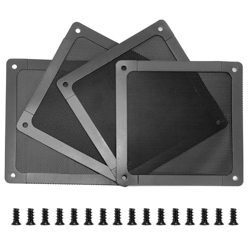 Jesustree Staubfilter Lüfterabdeckungen, 4 Stück Lüfterabdeckung Magnetrahmen PC-Lüfter Kühler, PVC Fine Mesh Filter 120mm Nylon Ultrafein Staubfilter, Computer Kühlerlüfter, Lüftergitter, Schwarz von Jesustree