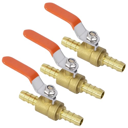 Kugelhahn mit Schlauchtüllen, Barb Absperrkugelhahn 2 Wege 10 mm Kugelventil aus Messing mit Widerhaken, Barb Schalter Messing Kugelhahn (3 Stück) von Jesustree
