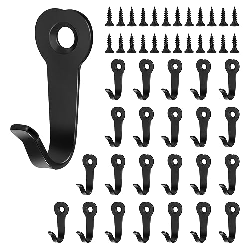 Jesustree Kleiderhaken, 24 Stück Einzelnhaken Schwarz Matt Mantelhaken, Vintage Garderobenhaken Wand Haken, Schwerlast Metall Wandhaken mit Schrauben für Badezimmer Schlafzimmer Küche Büro (Schwarz) von Jesustree