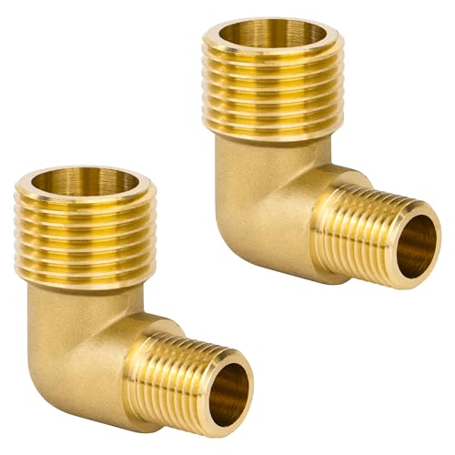 Messing 90 Grad Winkelverbinder, 2 Stück 1/2" AG x 1/4" AG Gewinde Messing Ellenbogen Verbindungsstück, Rohrwinkel Bogen Adapter für Wasser, Luft, Sanitär Messing 90 Grad Winkelverbinder, 2 Stück 1/2" AG x 1/4" AG Gewinde Messing Ellenbogen Verbindungsstück, Rohrwinkel Bogen Adapter für Wasser, Luft, Sanitär von Jesustree