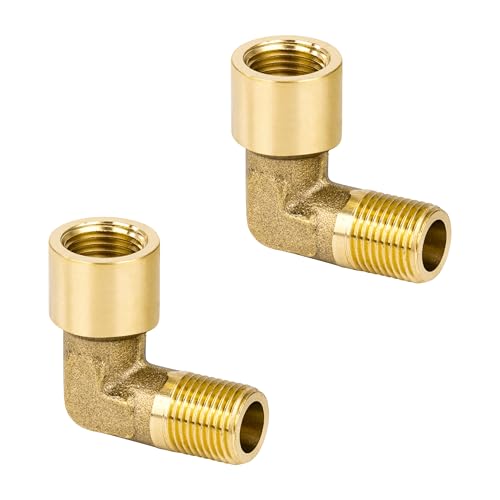 Messing 90 Grad Winkelverbinder, 2 Stück 1/8" AG x 1/8" IG Gewinde Messing Ellenbogen Verbindungsstück, Rohrwinkel Bogen Adapter für Wasser, Luft, Sanitär von Jesustree