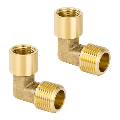 Messing 90 Grad Winkelverbinder, 2 Stück 3/8" AG x 1/4" IG Gewinde Messing Ellenbogen Verbindungsstück, Rohrwinkel Bogen Adapter für Wasser, Luft, Sanitär Messing 90 Grad Winkelverbinder, 2 Stück 3/8" AG x 1/4" IG Gewinde Messing Ellenbogen Verbindungsstück, Rohrwinkel Bogen Adapter für Wasser, Luft, Sanitär von Jesustree