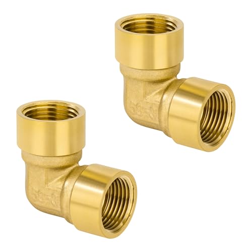 Messing 90 Grad Winkelverbinder, 2 Stück 3/8" IG x 3/8" IG Gewinde Messing Ellenbogen Verbindungsstück, Rohrwinkel Bogen Adapter für Wasser, Luft, Sanitär von Jesustree