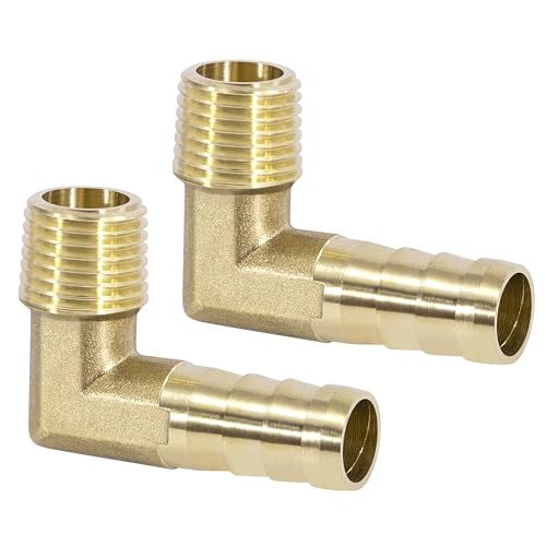 Messing Fitting Anschluss, 2 Stück 90 Grad 10 mm Widerhaken x 1/4 Zoll Außengewinde Messing Winkelstück, Kupplung Rohr Adapter Anschluss für Winkelrohrverbinder Messing Fitting Anschluss, 2 Stück 90 Grad 10 mm Widerhaken x 1/4 Zoll Außengewinde Messing Winkelstück, Kupplung Rohr Adapter Anschluss für Winkelrohrverbinder von Jesustree