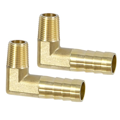 Messing Fitting Anschluss, 2 Stück 90 Grad 10 mm Widerhaken x 1/8 Zoll Außengewinde Messing Winkelstück, Kupplung Rohr Adapter Anschluss für Winkelrohrverbinder Messing Fitting Anschluss, 2 Stück 90 Grad 10 mm Widerhaken x 1/8 Zoll Außengewinde Messing Winkelstück, Kupplung Rohr Adapter Anschluss für Winkelrohrverbinder von Jesustree