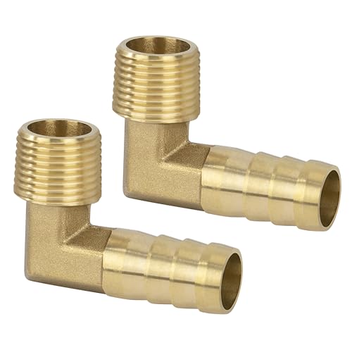 Messing Fitting Anschluss, 2 Stück 90 Grad 13 mm Widerhaken x 3/8 Zoll Außengewinde Messing Winkelstück, Kupplung Rohr Adapter Anschluss für Winkelrohrverbinder Messing Fitting Anschluss, 2 Stück 90 Grad 13 mm Widerhaken x 3/8 Zoll Außengewinde Messing Winkelstück, Kupplung Rohr Adapter Anschluss für Winkelrohrverbinder von Jesustree