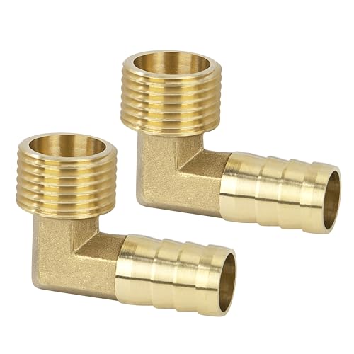 Messing Fitting Anschluss, 2 Stück 90 Grad 14 mm Widerhaken x 1/2 Zoll Außengewinde Messing Winkelstück, Kupplung Rohr Adapter Anschluss für Winkelrohrverbinder Messing Fitting Anschluss, 2 Stück 90 Grad 14 mm Widerhaken x 1/2 Zoll Außengewinde Messing Winkelstück, Kupplung Rohr Adapter Anschluss für Winkelrohrverbinder von Jesustree
