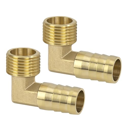 Messing Fitting Anschluss, 2 Stück 90 Grad 16 mm Widerhaken x 1/2 Zoll Außengewinde Messing Winkelstück, Kupplung Rohr Adapter Anschluss für Winkelrohrverbinder Messing Fitting Anschluss, 2 Stück 90 Grad 16 mm Widerhaken x 1/2 Zoll Außengewinde Messing Winkelstück, Kupplung Rohr Adapter Anschluss für Winkelrohrverbinder von Jesustree