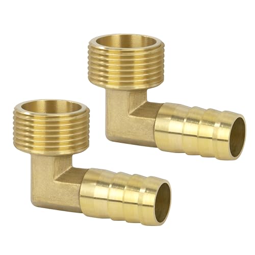 Messing Fitting Anschluss, 2 Stück 90 Grad 16 mm Widerhaken x 3/4 Zoll Außengewinde Messing Winkelstück, Kupplung Rohr Adapter Anschluss für Winkelrohrverbinder Messing Fitting Anschluss, 2 Stück 90 Grad 16 mm Widerhaken x 3/4 Zoll Außengewinde Messing Winkelstück, Kupplung Rohr Adapter Anschluss für Winkelrohrverbinder von Jesustree