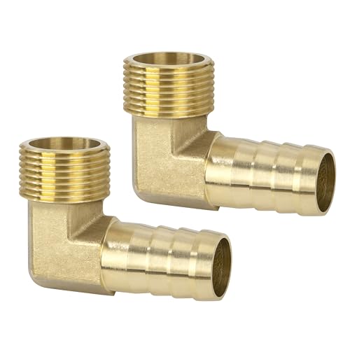 Messing Fitting Anschluss, 2 Stück 90 Grad 19 mm Widerhaken x 3/4 Zoll Außengewinde Messing Winkelstück, Kupplung Rohr Adapter Anschluss für Winkelrohrverbinder Messing Fitting Anschluss, 2 Stück 90 Grad 19 mm Widerhaken x 3/4 Zoll Außengewinde Messing Winkelstück, Kupplung Rohr Adapter Anschluss für Winkelrohrverbinder von Jesustree