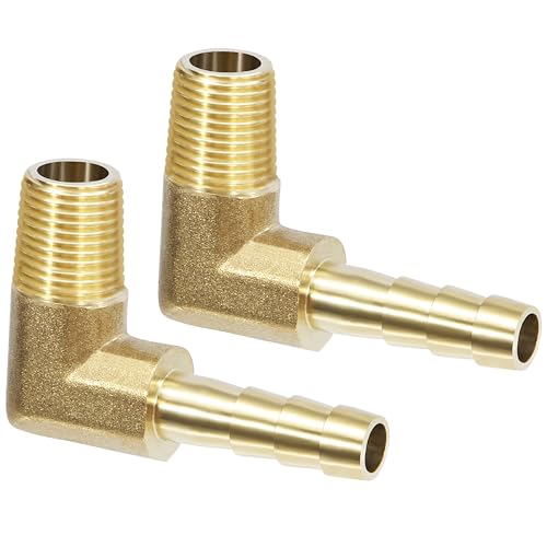 Messing Fitting Anschluss, 2 Stück 90 Grad 6 mm Widerhaken x 1/8 Zoll Außengewinde Messing Winkelstück, Kupplung Rohr Adapter Anschluss für Winkelrohrverbinder Messing Fitting Anschluss, 2 Stück 90 Grad 6 mm Widerhaken x 1/8 Zoll Außengewinde Messing Winkelstück, Kupplung Rohr Adapter Anschluss für Winkelrohrverbinder von Jesustree