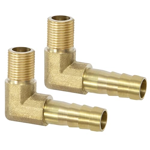 Messing Fitting Anschluss, 2 Stück 90 Grad 8 mm Widerhaken x 1/8 Zoll Außengewinde Messing Winkelstück, Kupplung Rohr Adapter Anschluss für Winkelrohrverbinder Messing Fitting Anschluss, 2 Stück 90 Grad 8 mm Widerhaken x 1/8 Zoll Außengewinde Messing Winkelstück, Kupplung Rohr Adapter Anschluss für Winkelrohrverbinder von Jesustree