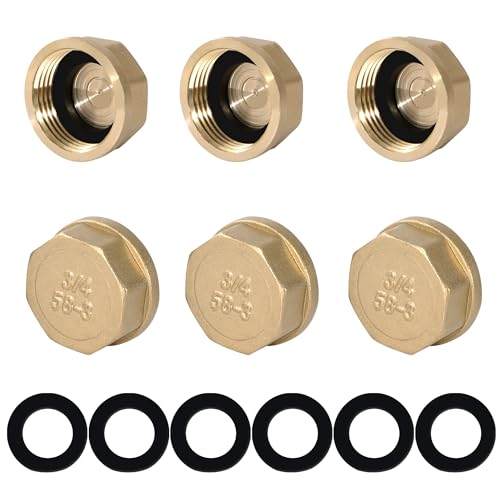 Messing Kappe, 6 Stück 3/4 Zoll Innengewinde Blindstopfen, Rohrkappe Endkappe Gewindefitting, Rohmaterialband für Garten Wasserleitung Kühlerventil Messing Kappe, 6 Stück 3/4 Zoll Innengewinde Blindstopfen, Rohrkappe Endkappe Gewindefitting, Rohmaterialband für Garten Wasserleitung Kühlerventil von Jesustree