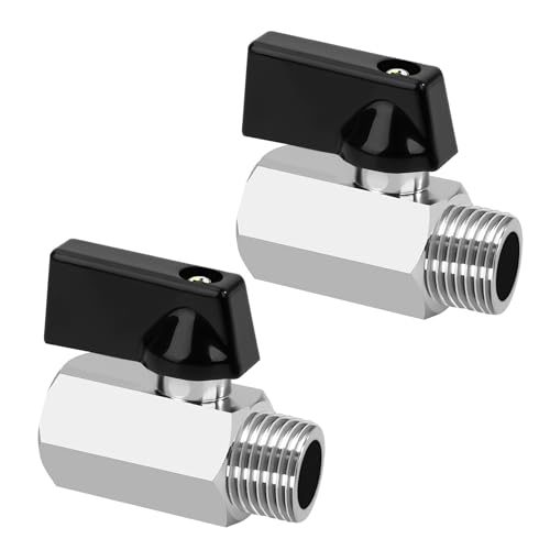 Messing Mini Kugelhahn, 2 Stück Messing Vernickelt Kugelhahn 1/2" AG x 1/2" IG, Kugelhahn Absperrhahn mit Griff für Wasser, Öl, Garten Messing Mini Kugelhahn, 2 Stück Messing Vernickelt Kugelhahn 1/2" AG x 1/2" IG, Kugelhahn Absperrhahn mit Griff für Wasser, Öl, Garten von Jesustree