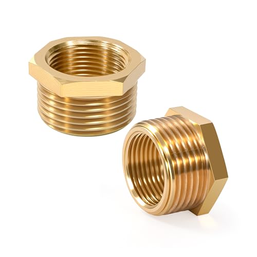 Messing Reduzierstück, 1"Außengewinde x 3/4" Innengewinde Rohrverschraubung Reduzierung mit Messinggewinde, Sechskantbuchse aus Messing für Wasserleitung, Luft, Öl (2 Stück) von Jesustree