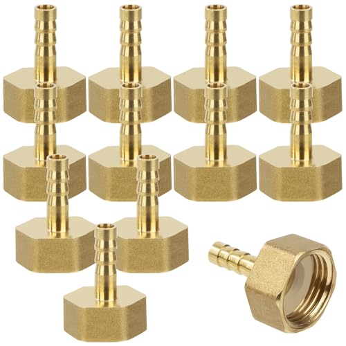 Messing Rohr Adapter, 12 Stück 6 mm Widerhaken x 1/2 Zoll Innengewinde Rohrverbinder aus Messing mit Gewinde, Schlauchtülle Verschraubung mit Klemmen für Wasser, Gas, Luft Messing Rohr Adapter, 12 Stück 6 mm Widerhaken x 1/2 Zoll Innengewinde Rohrverbinder aus Messing mit Gewinde, Schlauchtülle Verschraubung mit Klemmen für Wasser, Gas, Luft von Jesustree