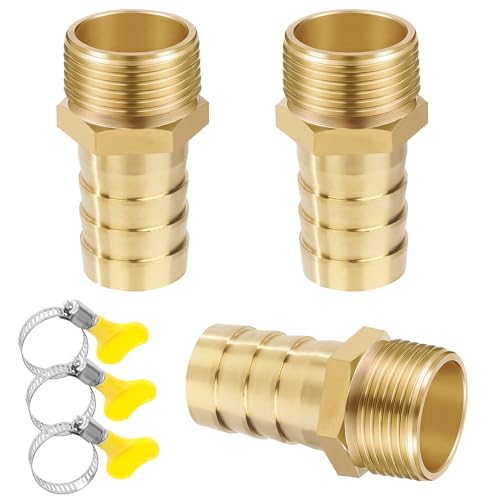 Messing Rohr Adapter, 3 Stück 19 mm Widerhaken x 3/4 Zoll Innengewinde Rohrverbinder aus Messing mit Gewinde, Schlauchtülle Verschraubung mit Klemmen für Wasser, Gas, Luft Messing Rohr Adapter, 3 Stück 19 mm Widerhaken x 3/4 Zoll Innengewinde Rohrverbinder aus Messing mit Gewinde, Schlauchtülle Verschraubung mit Klemmen für Wasser, Gas, Luft von Jesustree