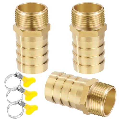 Messing Rohr Adapter, 3 Stück 25 mm Widerhaken x 3/4 Zoll Innengewinde Rohrverbinder aus Messing mit Gewinde, Schlauchtülle Verschraubung mit Klemmen für Wasser, Gas, Luft Messing Rohr Adapter, 3 Stück 25 mm Widerhaken x 3/4 Zoll Innengewinde Rohrverbinder aus Messing mit Gewinde, Schlauchtülle Verschraubung mit Klemmen für Wasser, Gas, Luft von Jesustree
