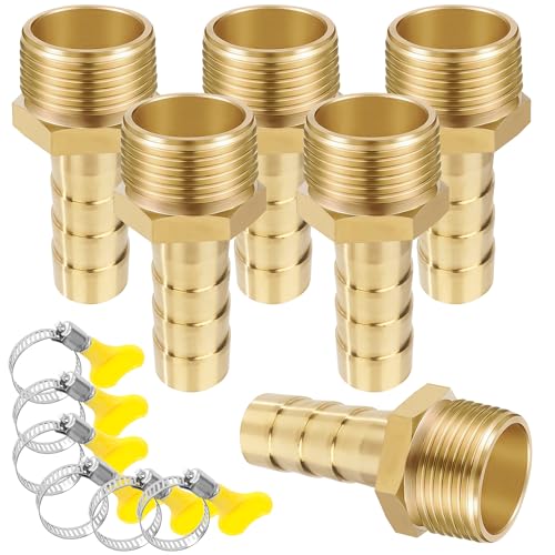 Messing Rohr Adapter, 6 Stück 12 mm Widerhaken x 1/2 Zoll Außengewinde Rohrverbinder aus Messing mit Gewinde, Schlauchtülle Verschraubung mit Klemmen für Wasser, Gas, Luft Messing Rohr Adapter, 6 Stück 12 mm Widerhaken x 1/2 Zoll Außengewinde Rohrverbinder aus Messing mit Gewinde, Schlauchtülle Verschraubung mit Klemmen für Wasser, Gas, Luft von Jesustree