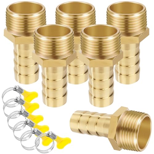 Messing Rohr Adapter, 6 Stück 12 mm Widerhaken x 3/4 Zoll Außengewinde Rohrverbinder aus Messing mit Gewinde, Schlauchtülle Verschraubung mit Klemmen für Wasser, Gas, Luft Messing Rohr Adapter, 6 Stück 12 mm Widerhaken x 3/4 Zoll Außengewinde Rohrverbinder aus Messing mit Gewinde, Schlauchtülle Verschraubung mit Klemmen für Wasser, Gas, Luft von Jesustree