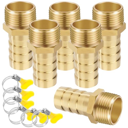 Messing Rohr Adapter, 6 Stück 16 mm Widerhaken x 1/2 Zoll Außengewinde Rohrverbinder aus Messing mit Gewinde, Schlauchtülle Verschraubung mit Klemmen für Wasser, Gas, Luft Messing Rohr Adapter, 6 Stück 16 mm Widerhaken x 1/2 Zoll Außengewinde Rohrverbinder aus Messing mit Gewinde, Schlauchtülle Verschraubung mit Klemmen für Wasser, Gas, Luft von Jesustree