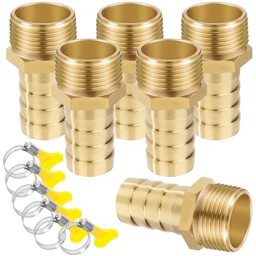 Messing Rohr Adapter, 6 Stück 16 mm Widerhaken x 3/4 Zoll Innengewinde Rohrverbinder aus Messing mit Gewinde, Schlauchtülle Verschraubung mit Klemmen für Wasser, Gas, Luft Messing Rohr Adapter, 6 Stück 16 mm Widerhaken x 3/4 Zoll Innengewinde Rohrverbinder aus Messing mit Gewinde, Schlauchtülle Verschraubung mit Klemmen für Wasser, Gas, Luft von Jesustree