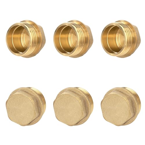Messing Stopfen, 6 Stück 1/2 Zoll Außengewinde Blindstopfen, Rohrkappe Endkappe Gewindefitting, Rohmaterialband für Garten Wasserleitung Kühlerventil Messing Stopfen, 6 Stück 1/2 Zoll Außengewinde Blindstopfen, Rohrkappe Endkappe Gewindefitting, Rohmaterialband für Garten Wasserleitung Kühlerventil von Jesustree