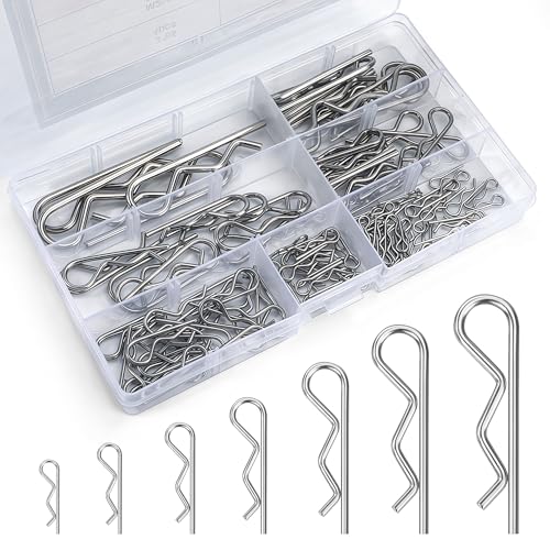 Splinten Sortiment R Clips Set, 110 Stück Edelstahl Federsplinte, Federstecke für Automobil, Mechanik, Werkstatt, Autos, LKWs, Rasenmäher (7 Größen) von Jesustree