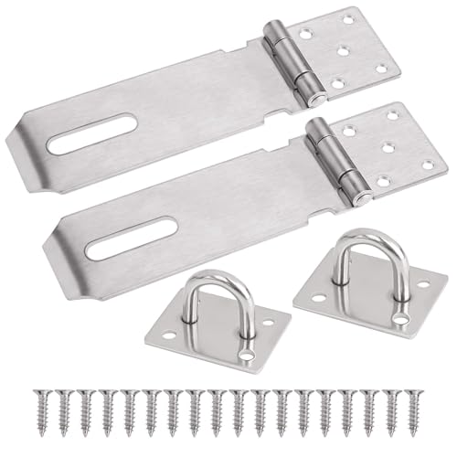 Vorhängeschloss Haspe aus Edelstahl, 2er Pack Türschloss Verschluss Sicherheits Überfalle Schloss Vorrichtung mit Schrauben für Tür Fenster Schrank, Silber 4 Zoll Vorhängeschloss Haspe aus Edelstahl, 2er Pack Türschloss Verschluss Sicherheits Überfalle Schloss Vorrichtung mit Schrauben für Tür Fenster Schrank, Silber 4 Zoll von Jesustree