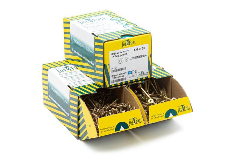 Jet-Fast Schrauben-Set Spanplattenschrauben, Duo-Senkkopf, Selbstbohrspitze - Heimwerker Set, (Packung Set), Selbstborhspitze, kein Vorbohren nötig, schnelles Einschrauben von Jet-Fast