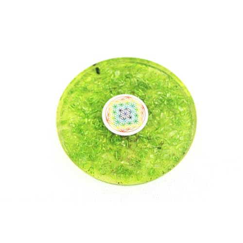 Grüner Onyx Teeuntersetzer Blume des Lebens rund 8,9 cm Durchmesser ca. Vastu Teller Energiegenerator von Jet International