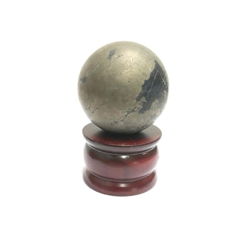Jet International Natürlicher Pyrit 45-50 mm Kugel Kugel Edelstein A + Handgeschnitzter Kristallaltar Heilung Andachtsfokus Spirituelles Chakra Reinigung Metaphysisch von Jet International