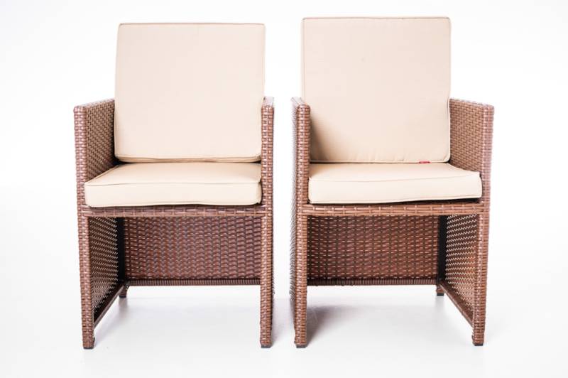 2er-Set Stühle Bali braun-beige hochwertig Rattan Aluminium von Jet-Line