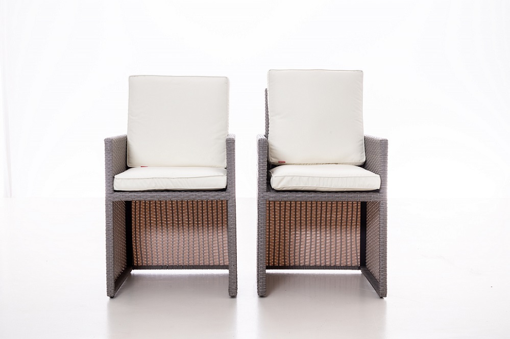2er-Set Stühle Bali ingrau hochwertig Rattan Aluminium von Jet-Line