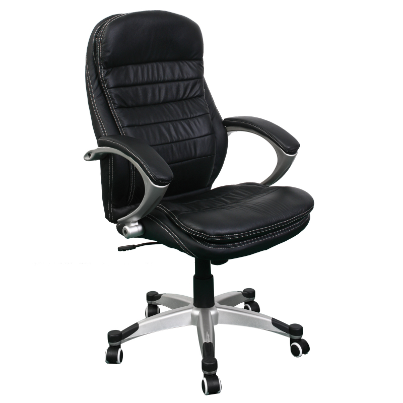 Bürostuhl Rom schwarz Chef Sessel Echtleder Schreibtischstuhl Schreibtischsessel von Jet-Line