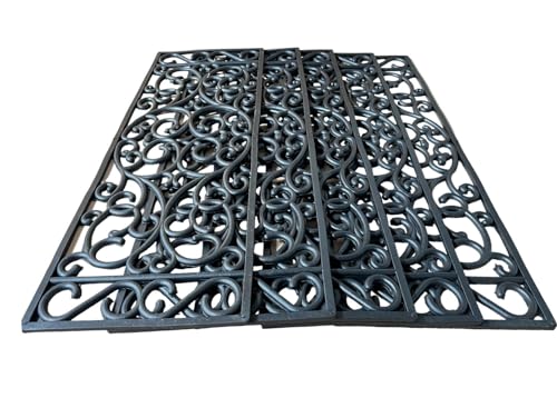 Jet-Line® | 5 Stück | Stufenmatte SCALA | schwarz | Relief | Rutschfeste Gummimatte | 25x75 cm | Ornament | Treppe | außen | outdoor | Antirutsch Matte | Gummi von Jet-Line