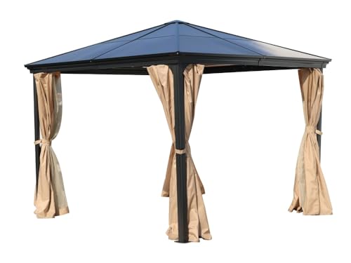 Jet-Line® | Alu Pavillon 3x3 Pergola Aluminium | Suez | Garten Überdachung | Wasserabweisend | Outdoor Hardtop | Gartenpavillon | Stabiles 6 mm Polycarbonat-Dach | Stabil | Winterfest Pergola von Jet-Line