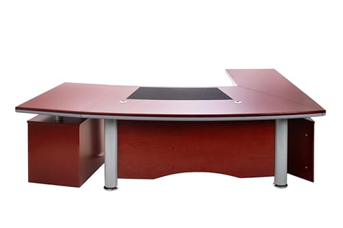 Jet-Line® | Büromöbel | Chef Schreibtisch Berlin | Links | Winkelschreibtisch | Kirschbaumoptik | inkl. Sideboards | 2.6 m | Büroausstattung | XXL Büro Möbel von Jet-Line