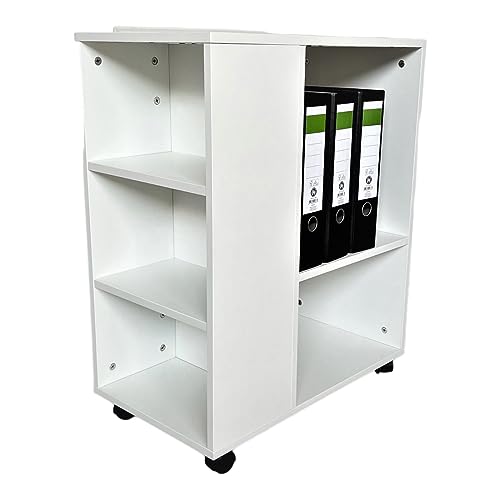 Jet-Line® | Druckertisch | Rollcontainer | Büro | Beistellwagen | Rollen | Druckerständer | Organizer | Rollschrank | Leon | weiß | Büromöbel | 60x35x75 cm | Rollcontainer Schreibtisch von Jet-Line