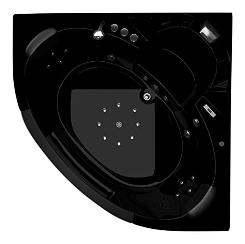 Jet-Line®| Whirlpool | Wanne | Badewanne | Villa Carlotta | Spa Eck Badewanne | Whirlwanne | 1.53 m x 1.53 m schwarz Luft und Wassersystem | Heizung | Ozon | Led | Eckwanne von Jet-Line