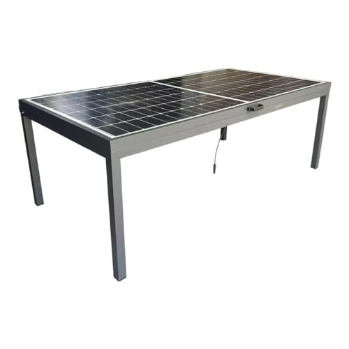 Jet-Line ®| Solar Gartentisch | Solartisch | Balkonsolar | Ständer Balkonkraftwerk | 450 W Modul | 6-Personen Garten Tisch | Gartenmöbel von Jet-Line