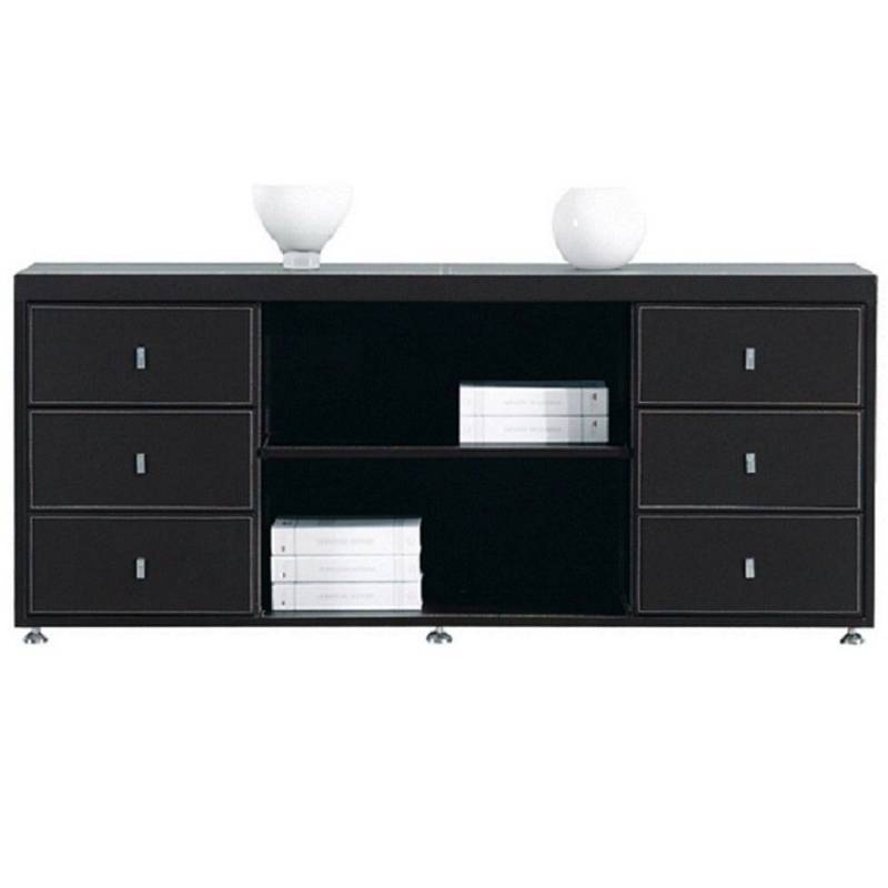 Jet-Line Aktenschrank/Sideboard Padova in Schwarz  Bezogen mit Kunstleder 66x160x45 cm von Jet-Line