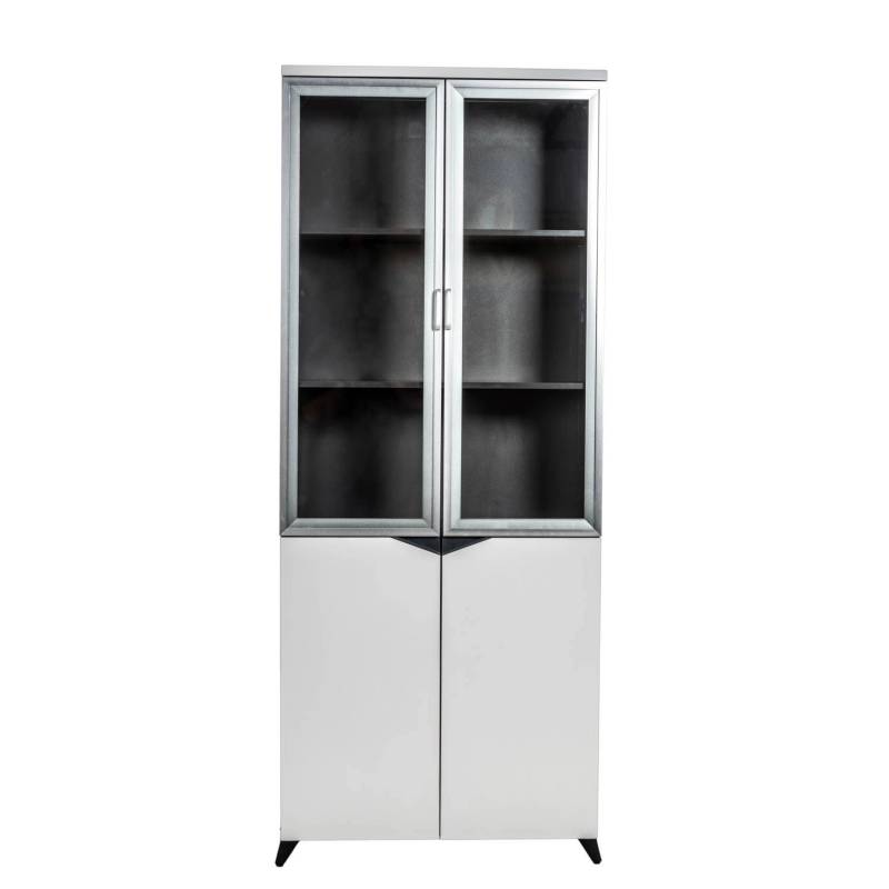 Jet-Line Aktenschrank Carlo in Schwarz-Weiß mit Glastüren 200x80x40 cm von Jet-Line