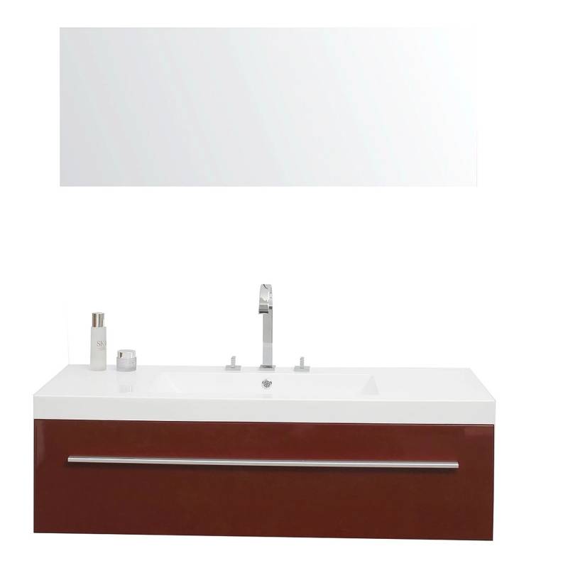 Jet-Line Badset Bern Hochglanz Rot 120cm mit Spiegel und Wasserhahn von Jet-Line