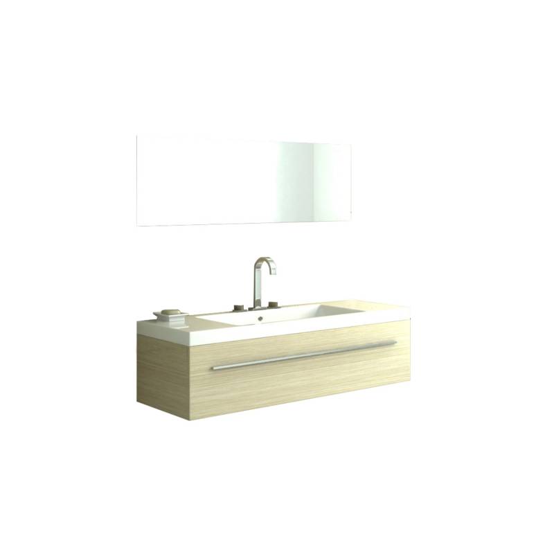 Jet-Line Badset Bern Holzoptik Hell 120cm mit Spiegel und Wasserhahn von Jet-Line