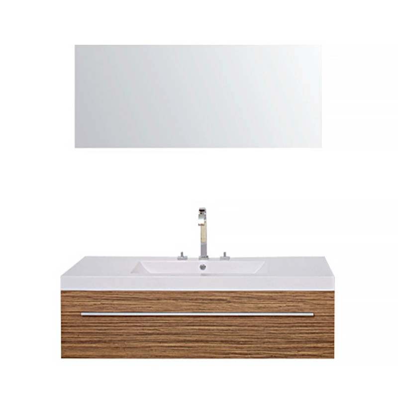 Jet-Line Badset Bern Holzoptik Zebra Dunkel 120cm mit Spiegel und Wasserhahn von Jet-Line