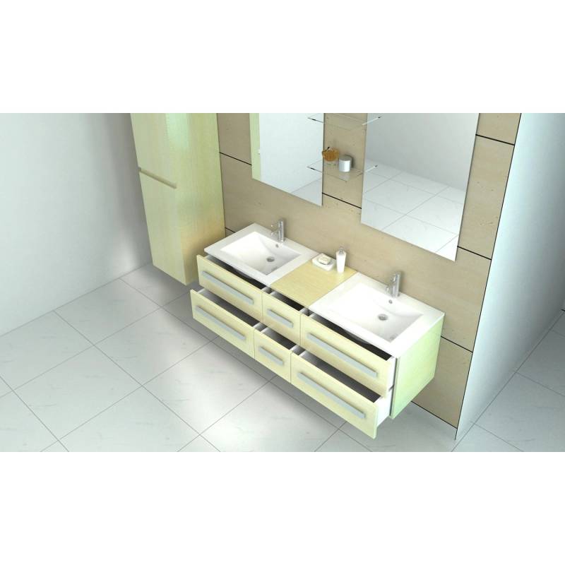Jet-Line Badset Zürich II 150 cm in Holzoptik Oak mit Spiegel von Jet-Line