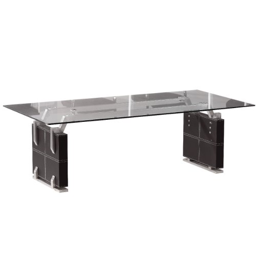 Jet-Line® | Büromöbel | Besprechungstisch Verona | schwarz | Büroausstattung | Konferenz Tisch | Kunstlederüberzug | Edelstahl gebürstet | stabile Glasplatte | Office | Konferenztisch von Jet-Line